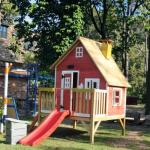 Wooden Outdoor Playhouse with Slide for Kids