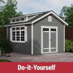 Beige DIY Wooden Storage Shed for Tiny Homes