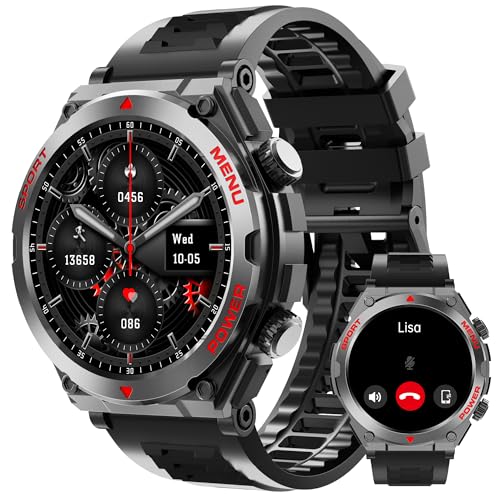 Men's Military Smart Watch HD Fitness Tracker Waterproof