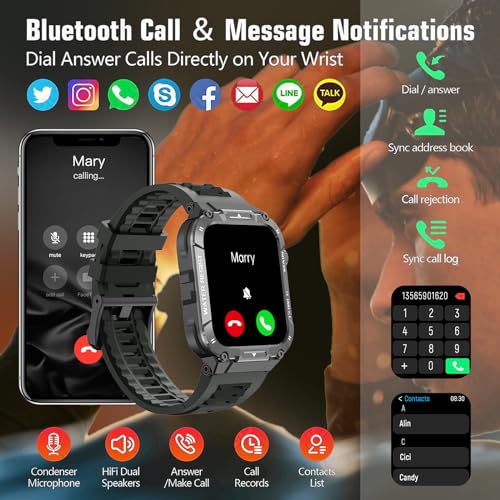 Hvlgmrc Military Smart Watch 1.96" for Men - Fitness & Health Tracker