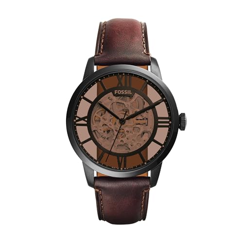 Fossil Men's Townsman Automatic Black Leather Skeleton Watch