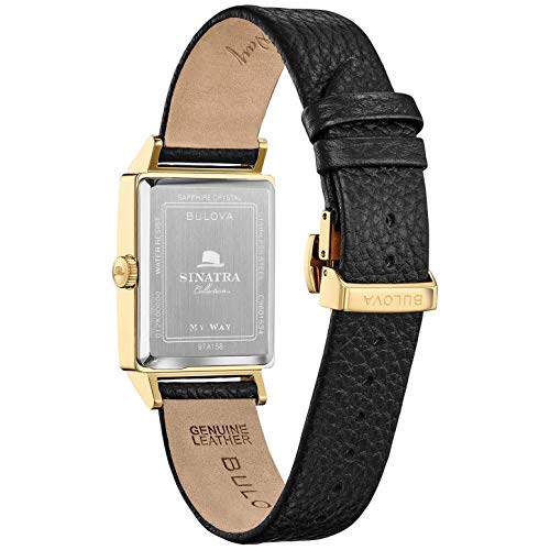 Bulova Men's Frank Sinatra Leather Strap Watch, Silver Tone