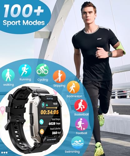 Men's Smartwatch with 100+ Sports Modes, IP68 Waterproof