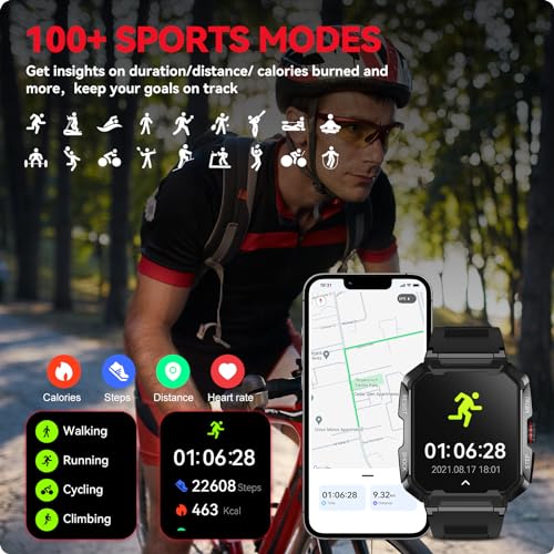 Men's Military Smartwatch with Call Function, IP68 Waterproof