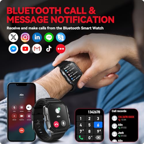 Men's Military Smartwatch with Call Function, IP68 Waterproof