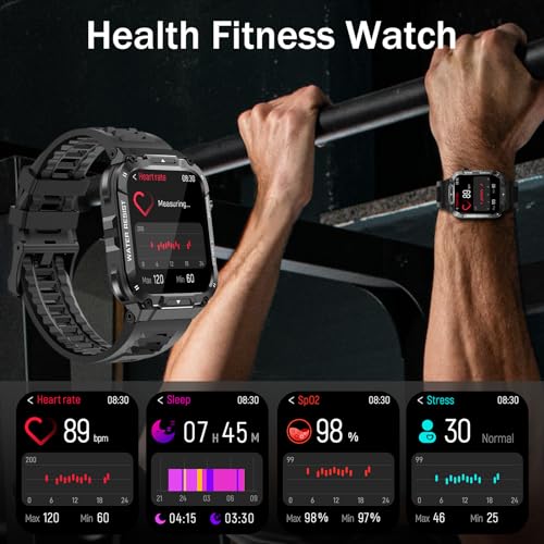 Hvlgmrc Military Smart Watch 1.96" for Men - Fitness & Health Tracker