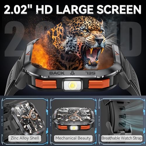 Men's Military Smartwatch: Call, LED Flashlight, Waterproof, Large