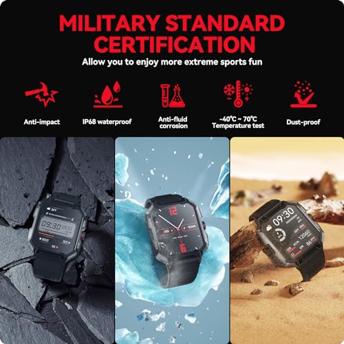 Men's Military Smartwatch with Call Function, IP68 Waterproof