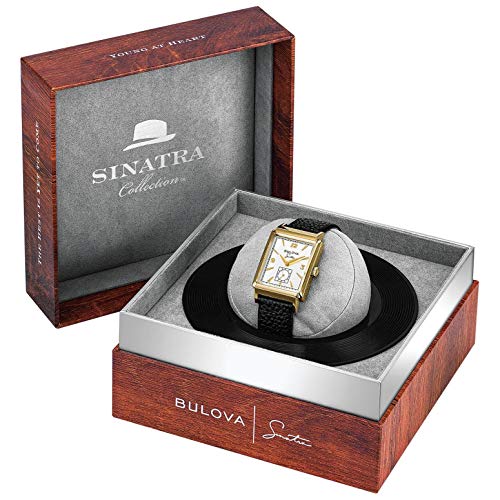 Bulova Men's Frank Sinatra Leather Strap Watch, Silver Tone