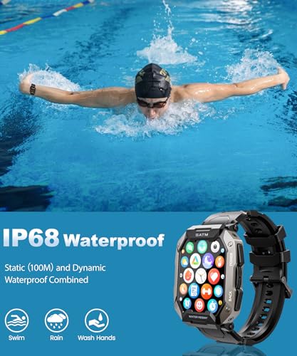 Men's Smartwatch with 100+ Sports Modes, IP68 Waterproof