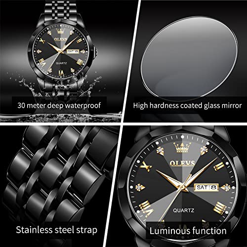OLEVS Men's Diamond Business Dress Analog Quartz Watch