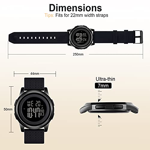 YUINK Ultra-Thin Digital Sports Watch - Stainless Steel