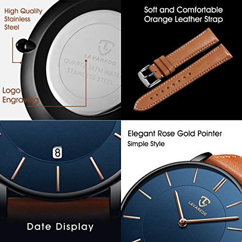 BEN NEVIS Men's Minimalist Analog Date Watch with Leather Strap