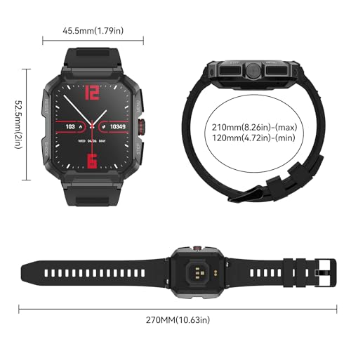 Men's Military Smartwatch with Call Function, IP68 Waterproof