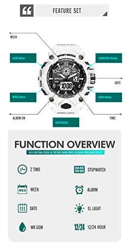 KXAITO Men's Sports Waterproof Military Watch Tactical LED