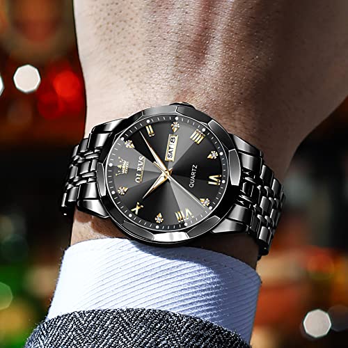 OLEVS Men's Diamond Business Dress Analog Quartz Watch