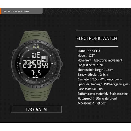 KXAITO Men's Military Sports Waterproof Outdoor Watch LED