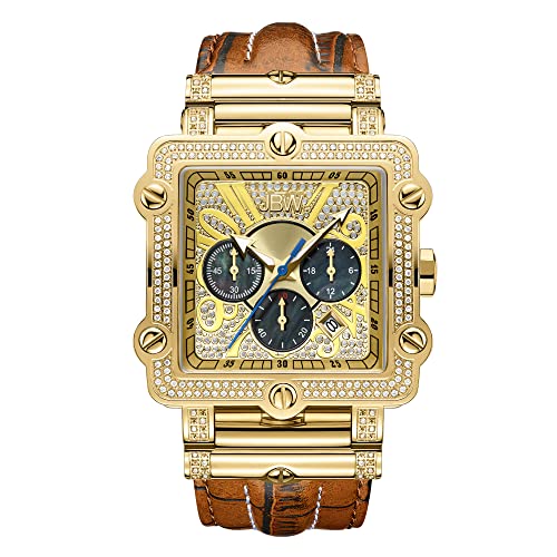 JBW Men's Luxury Phantom Diamond Chronograph Leather Watch