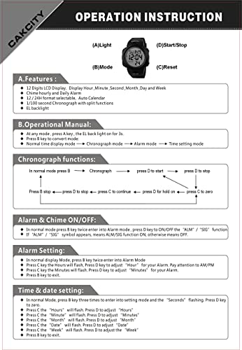 CakCity Men's Military Digital Sports Watch LED Alarm