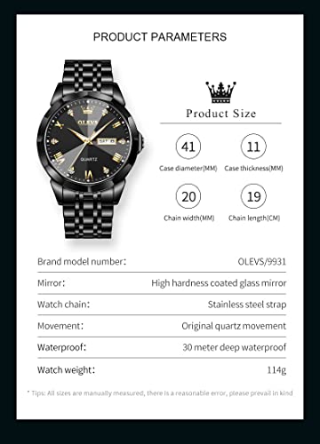 OLEVS Men's Diamond Business Dress Analog Quartz Watch