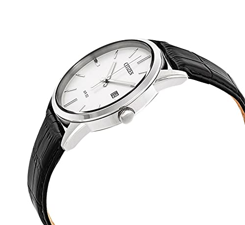 Citizen Men's Casual Quartz Watch, Stainless Steel with Leather strap