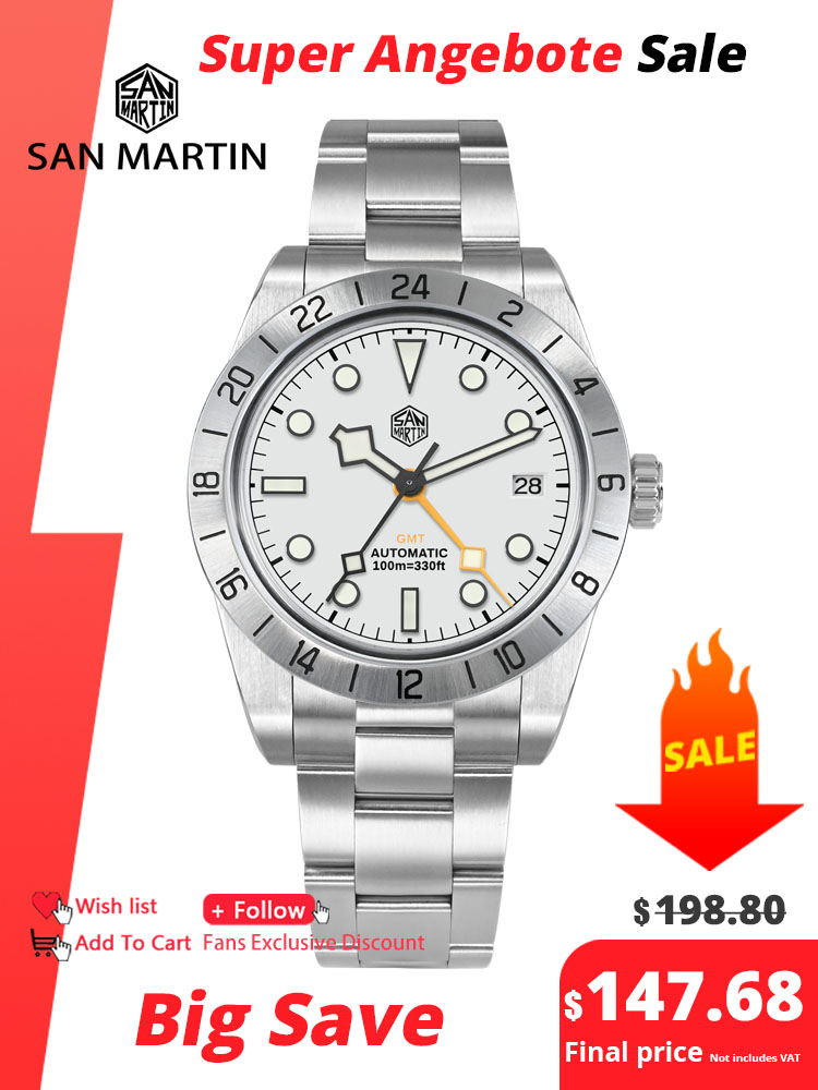 San Martin 39mm GMT Mechanical Watch for Men