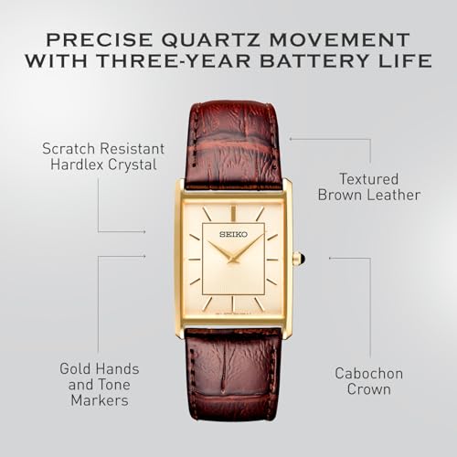 Seiko SWR064 Men's Analog Quartz Watch with Leather Strap