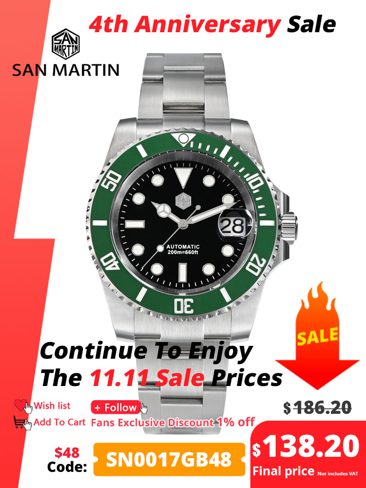San Martin 40mm Water Ghost Diver Men's Watch