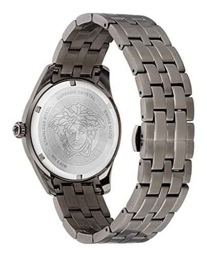 Versace Luxury Mens Watch with Grey Bracelet & Dial