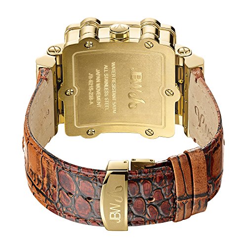 JBW Men's Luxury Phantom Diamond Chronograph Leather Watch