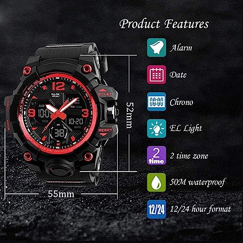 LYMFHCH Men's Analog Sports Watch with Large Dial