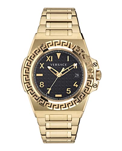 Versace Greca Reaction Collection Luxury Mens Gold Watch