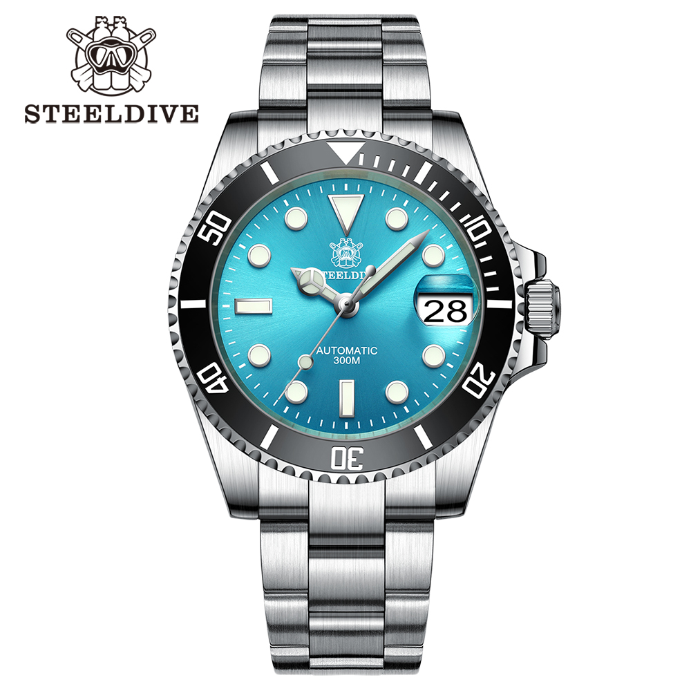 STEELDIVE Brand Diver Watch Turquoise Dial Stainless Steel