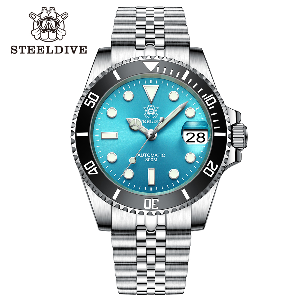 STEELDIVE Brand Diver Watch Turquoise Dial Stainless Steel