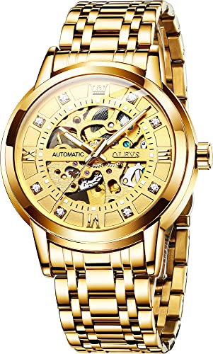OLEVS Gold Skeleton Men's Automatic Mechanical Luxury Watches