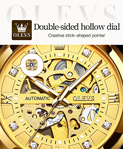 OLEVS Gold Skeleton Men's Automatic Mechanical Luxury Watches