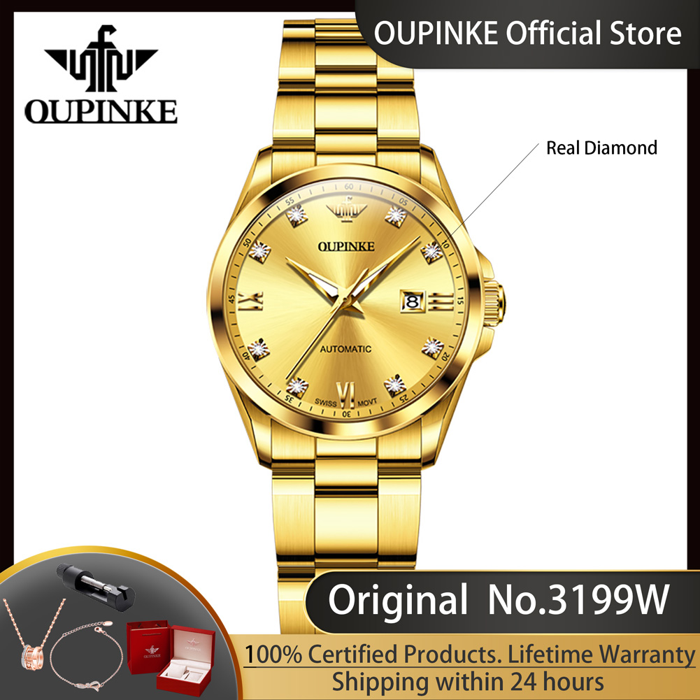 OUPINKE 3199 Real Diamond Women's Luxury Mechanical Watch