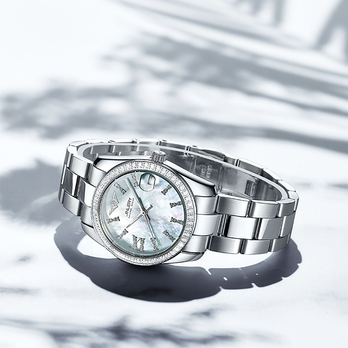 Elegant Women's Diamond Shell Dial Mechanical Watches