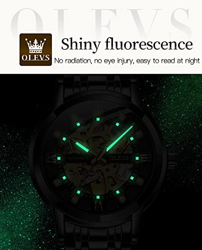 OLEVS Gold Skeleton Men's Automatic Mechanical Luxury Watches
