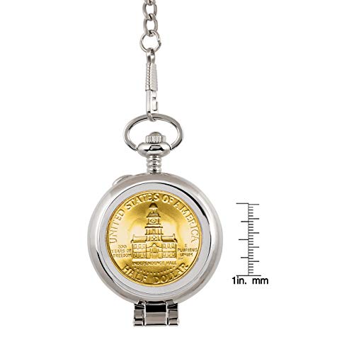 Gold Layered JFK Bicentennial Half Dollar Coin Pocket Watch