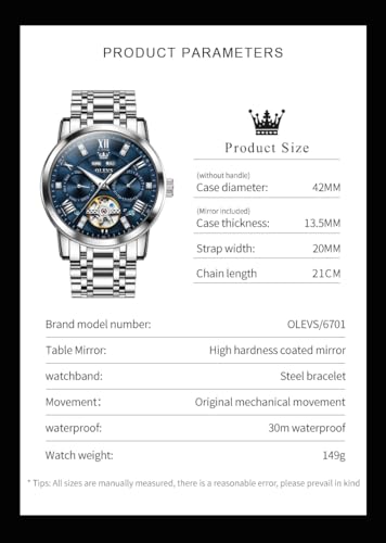 OLEVS Diamond Men's Automatic Mechanical Luxury Dress Watch