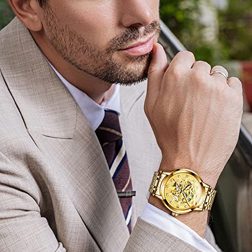 OLEVS Gold Skeleton Men's Automatic Mechanical Luxury Watches