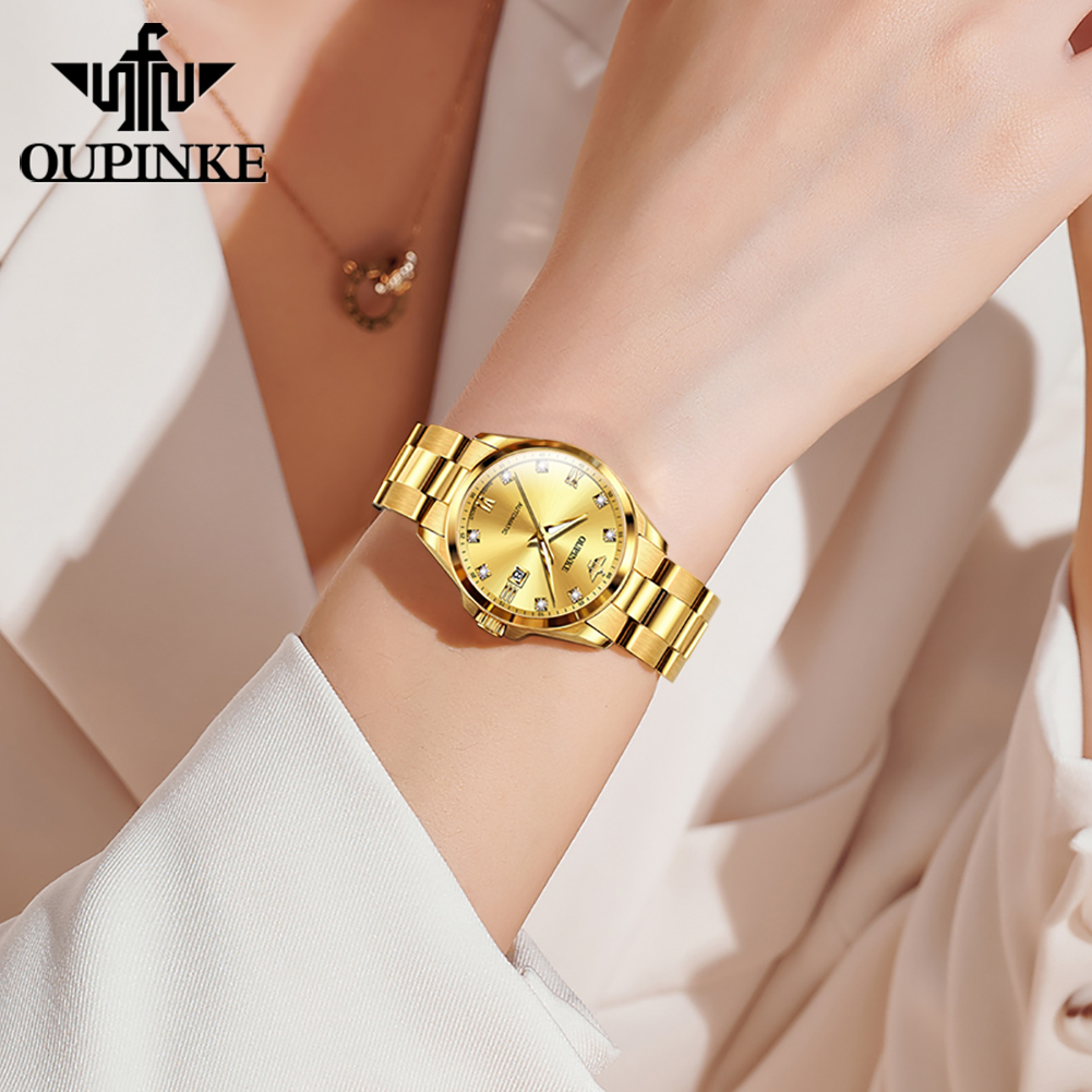 OUPINKE Luxury Fashion Women's Watch with Diamonds and Sapphire