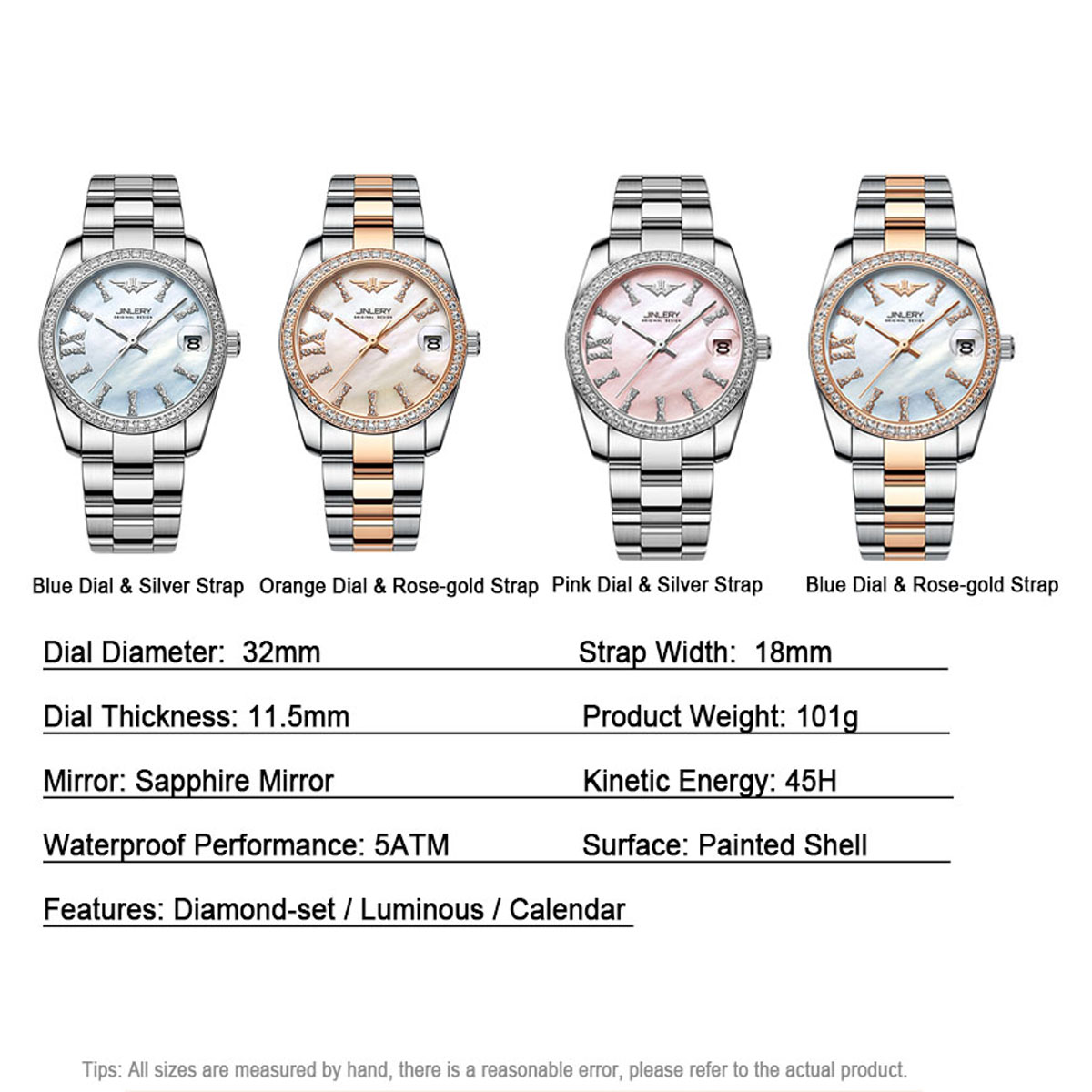Elegant Women's Diamond Shell Dial Mechanical Watches