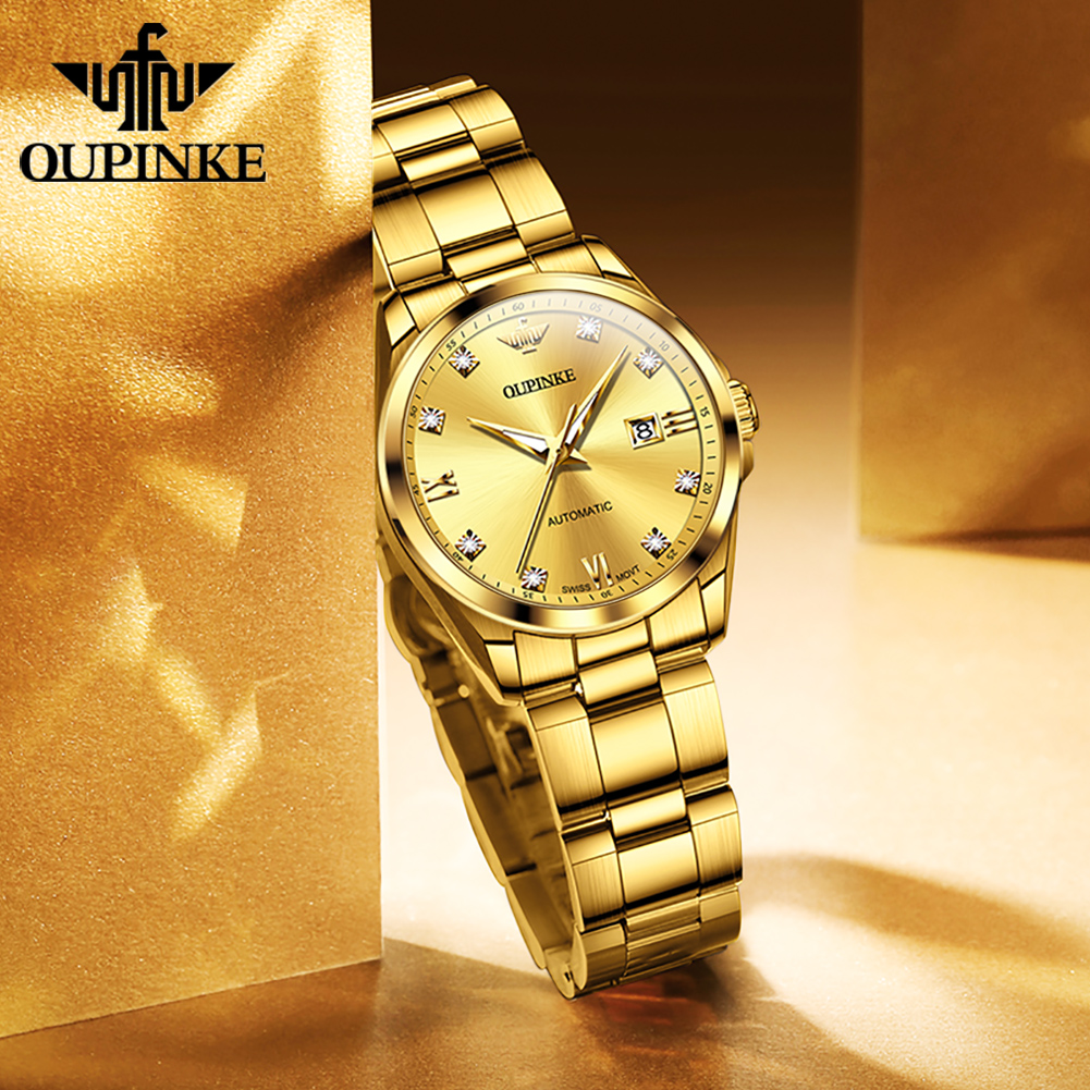 OUPINKE 3199 Real Diamond Women's Luxury Mechanical Watch