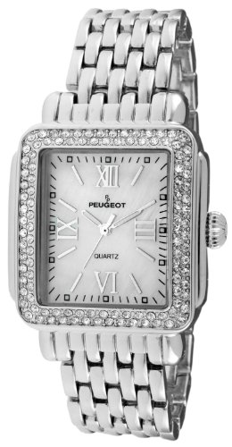 Peugeot Women Crystal Bezel Rectangle Dress Watch