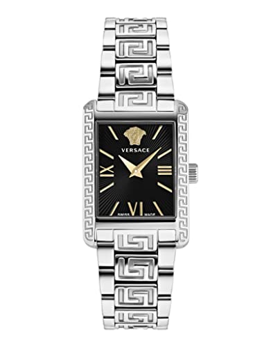 Versace Luxury Women's Watch with Silver Bracelet & Black Dial