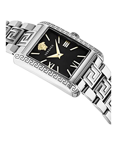 Versace Luxury Women's Watch with Silver Bracelet & Black Dial