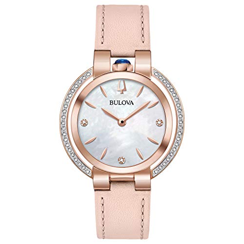 Bulova Rubaiyat Quartz Ladies Watch, Rose Gold-Tone, Diamonds