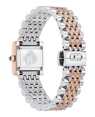Salvatore Ferragamo Women's Luxury Square Watch with Two-Tone Bracelet